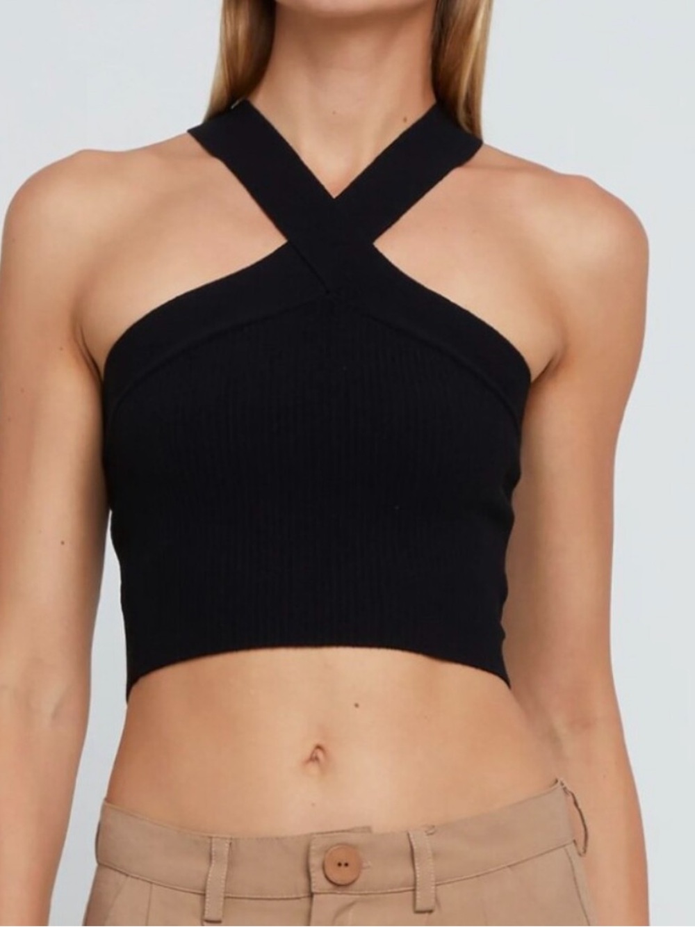 Topshop crisscross halter top new size small (4-6) black